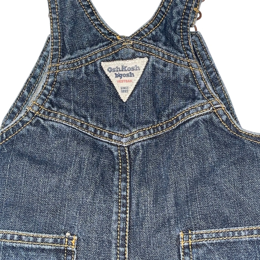 Oshkosh B'Gosh Vestbak Overalls Jean Denim Plaid Flannel Patch Bibs Boys 18 m - Picture 4 of 9